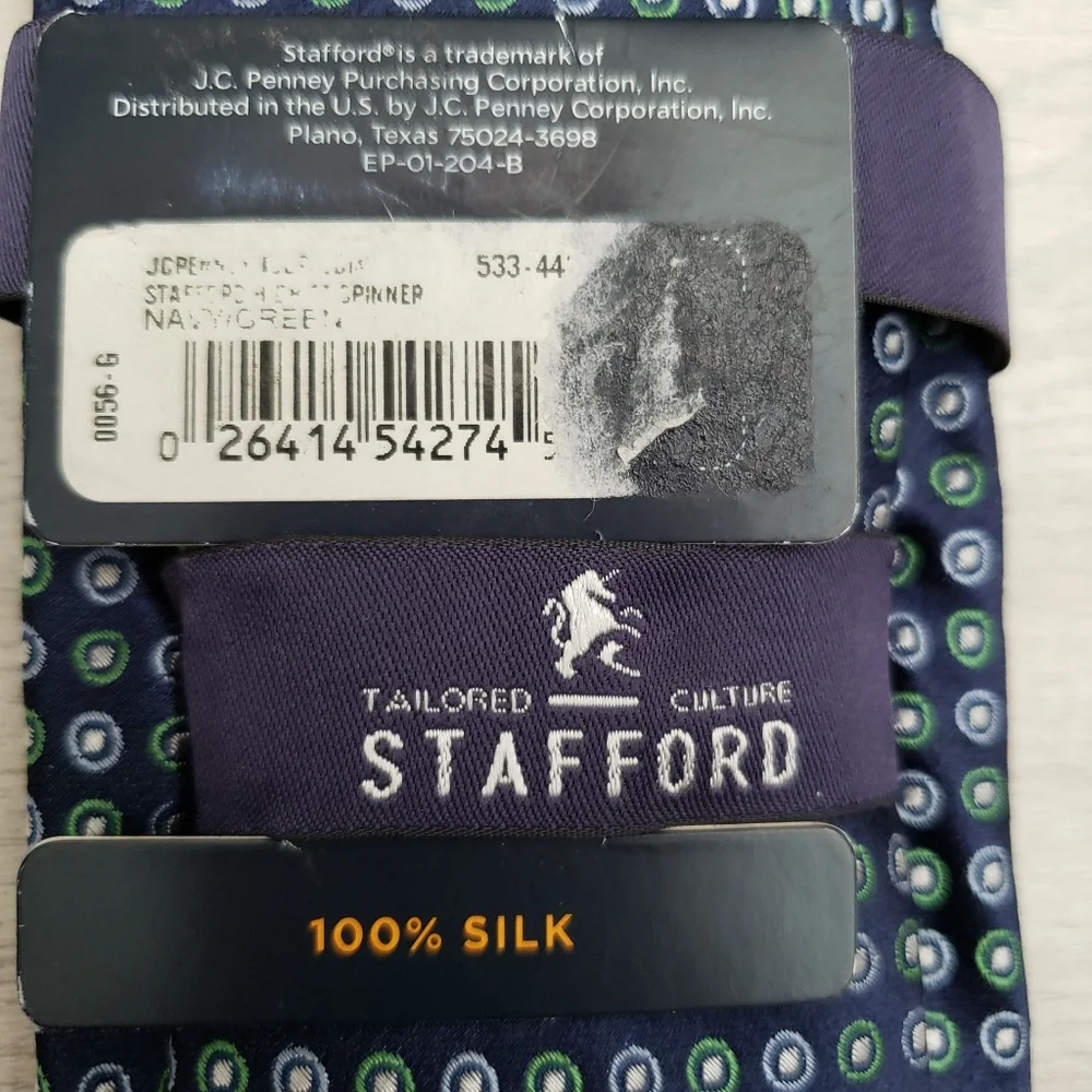 NEW Stafford 100% Silk Tie Circles Pattern